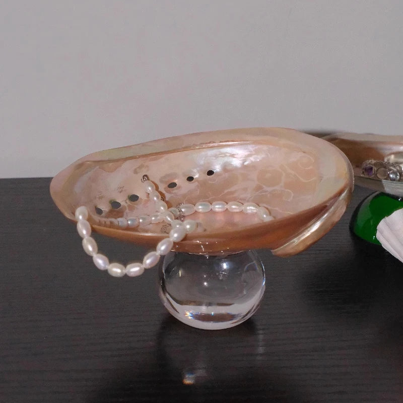 assiettes verre coquillages support fruits bijoux transparents naturels artisanal moderne