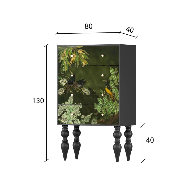meuble buffet porte meuble bas tiroirs asiatique motifs feuilles bois sculpté moderne decoration salon