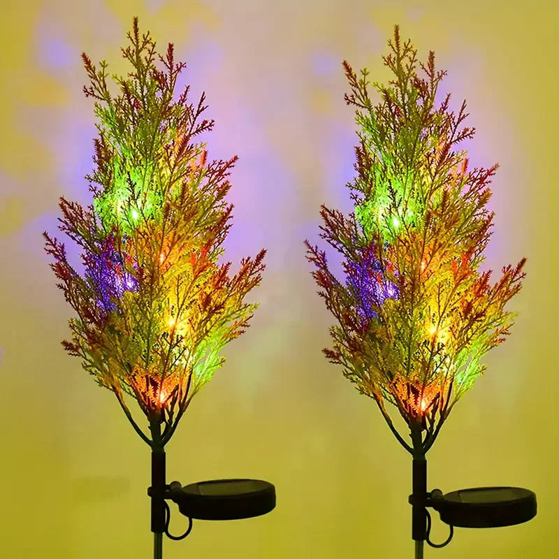 décoration extérieure solaire arbres lumineux couleurs rgb moderne branches feuilles festive