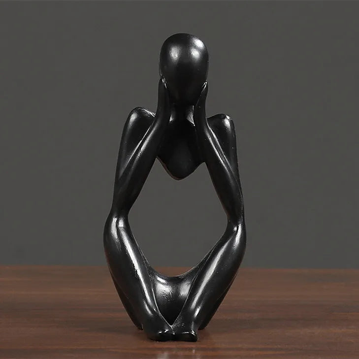 décoration intérieure moderne abstraite résine thinker statues noir doré argenté vases boisclair artworks