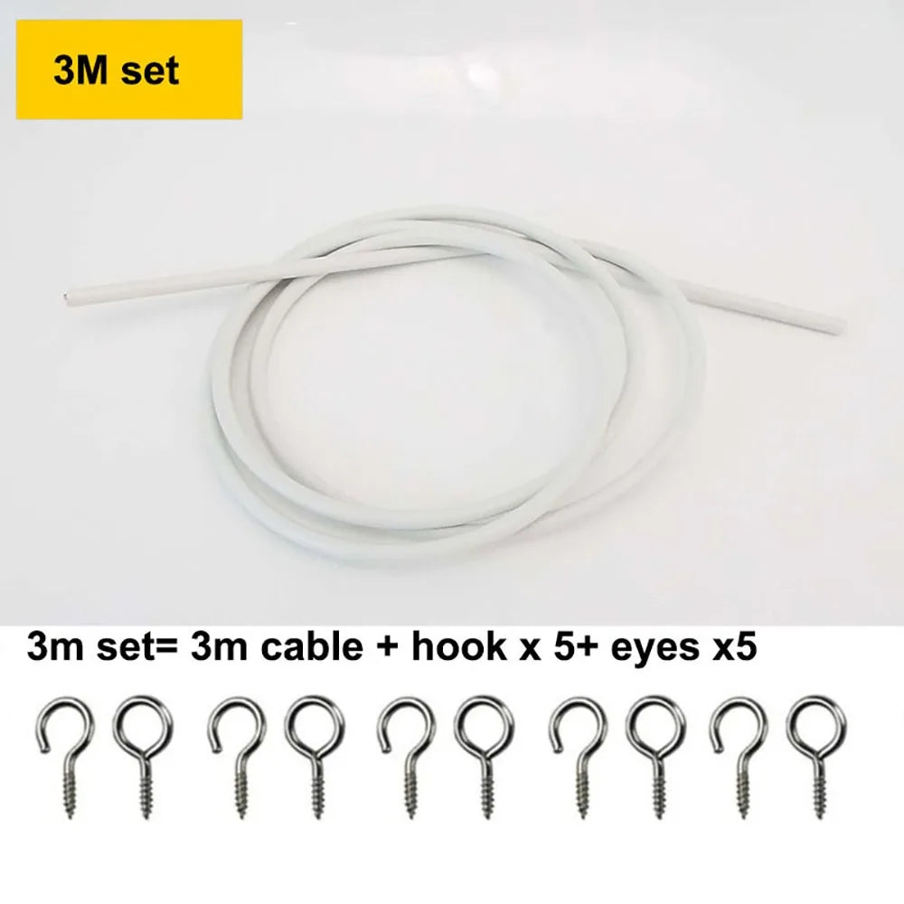 rideau polonais moderne 2m 3m 4m 5m blanc anneaux crochets tiges câble enroulé