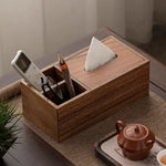 boîte mouchoirs bois marron grain naturel classique salon salle bain minimaliste couvercle amovible