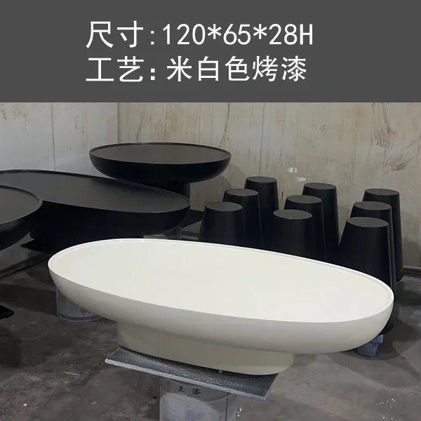 table basse ovale moderne bois minimaliste salon wabi stillwind
