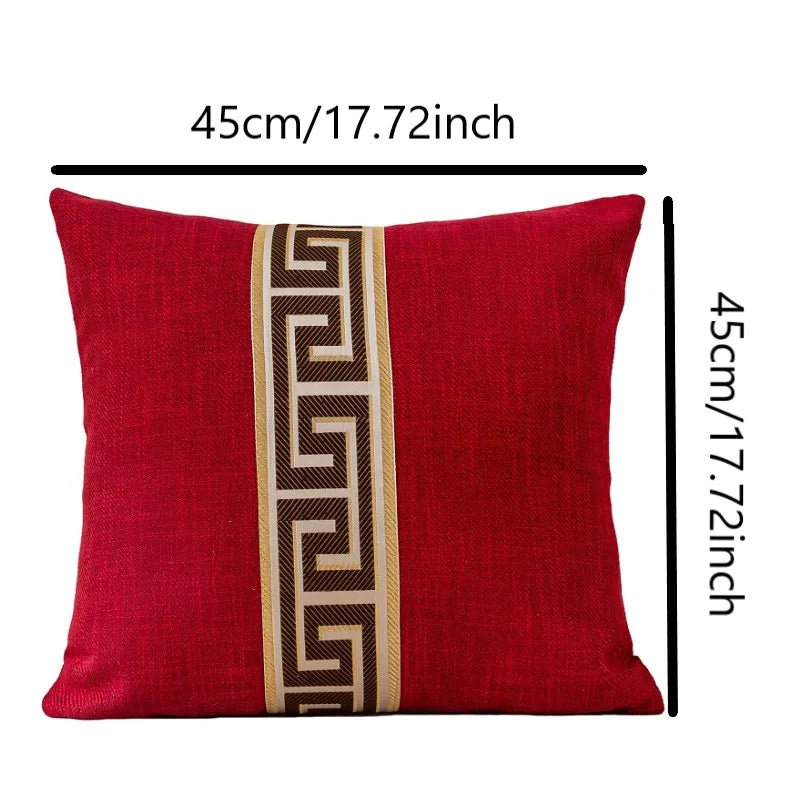 coussin oblong moderne motif géométrique doré rouge marron blanc bleu 45x45cm amovible lavable adultes