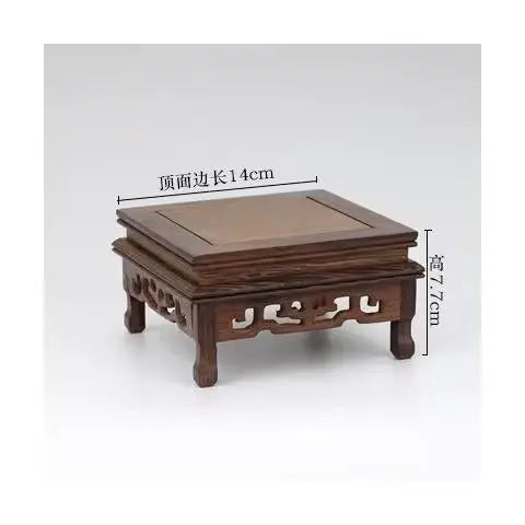 support décoratif bois sculpté marron classique traditionnel sans fixation pot thé holder