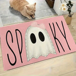 tapis halloween citrouilles boo chauves souris squelette polyester antidérapant moderne orange noir blanc