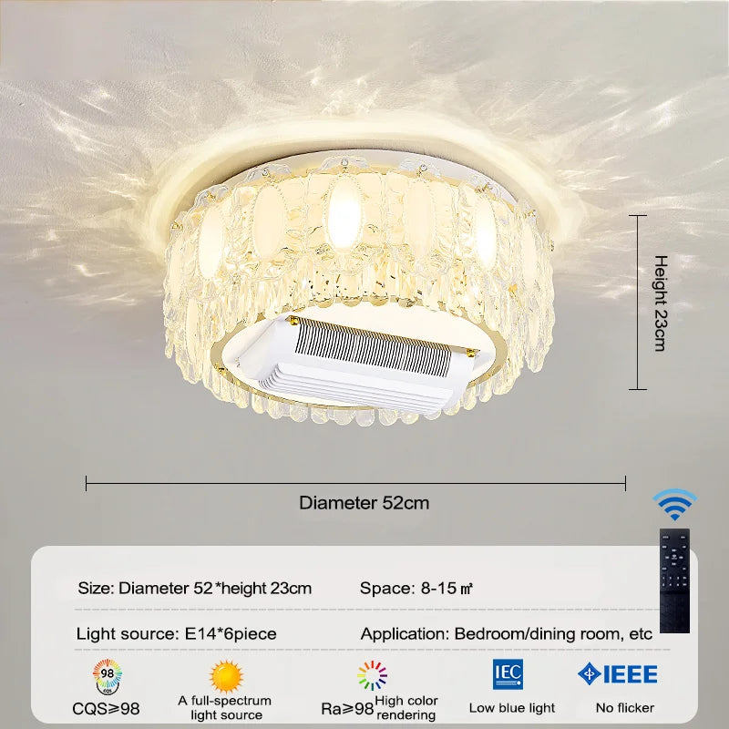 plafonnier led blanc doré cristaux floraux élégant télécommande contemporain lumière salon chambre