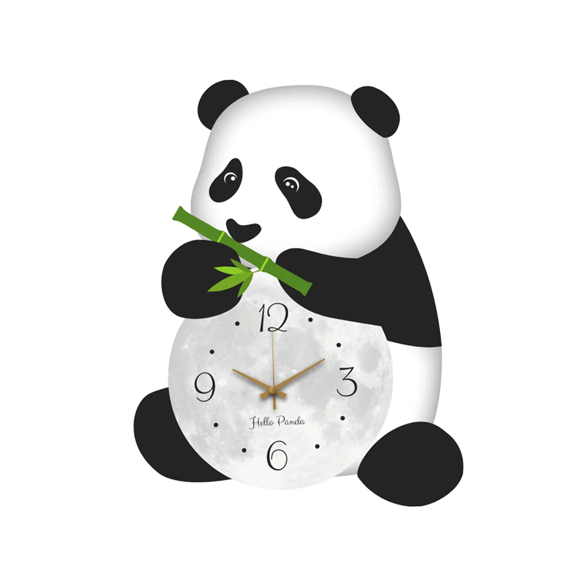 horloge murale panda blanc noir moderne dessin animé fond blanc visage unique chambre enfant