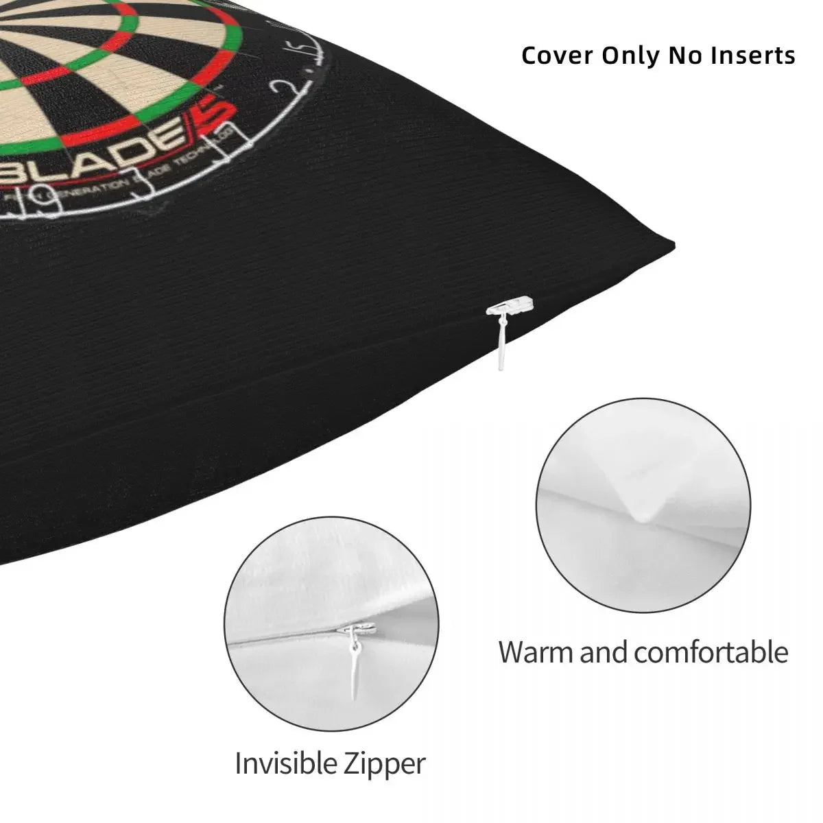 taie d'oreiller carrée échiquier noir moderne 100% polyester zip invisible 30x30cm 40x40cm 45x45cm 50x50cm