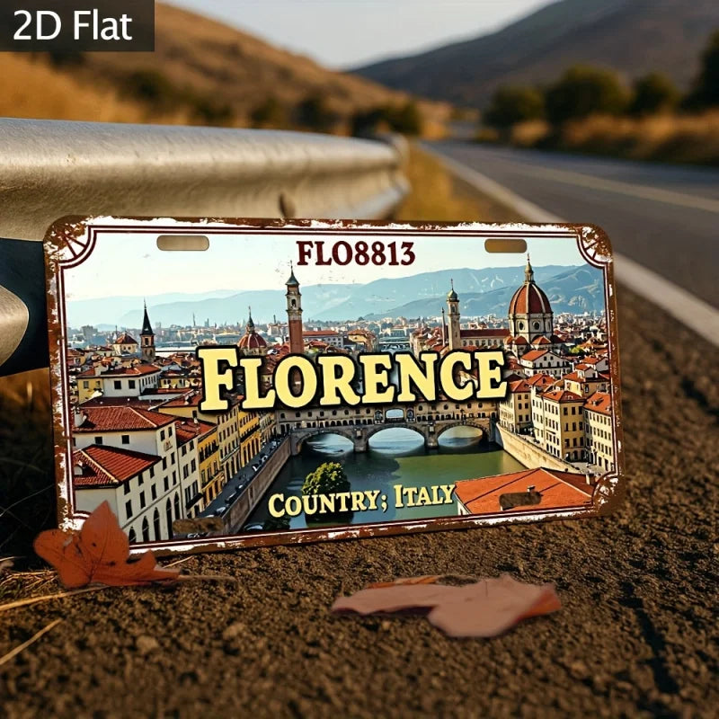 Détail du design Florence Italie sur panneau mural rétro