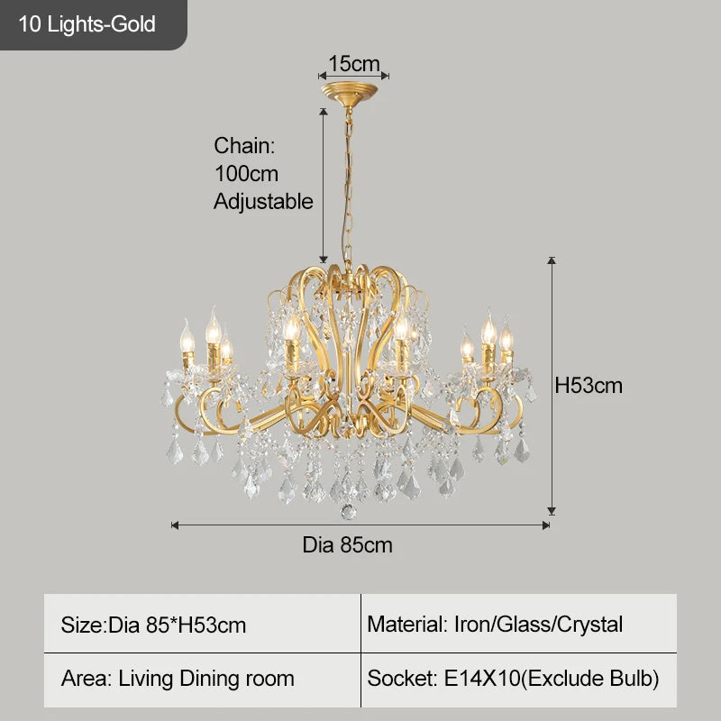 lustre doré cristal pendants élégant classique baroque suspension chambre salon