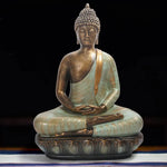 statue bouddha résine bronze zen jardin décoration extérieure or vieilli points coiffure plantes grasses