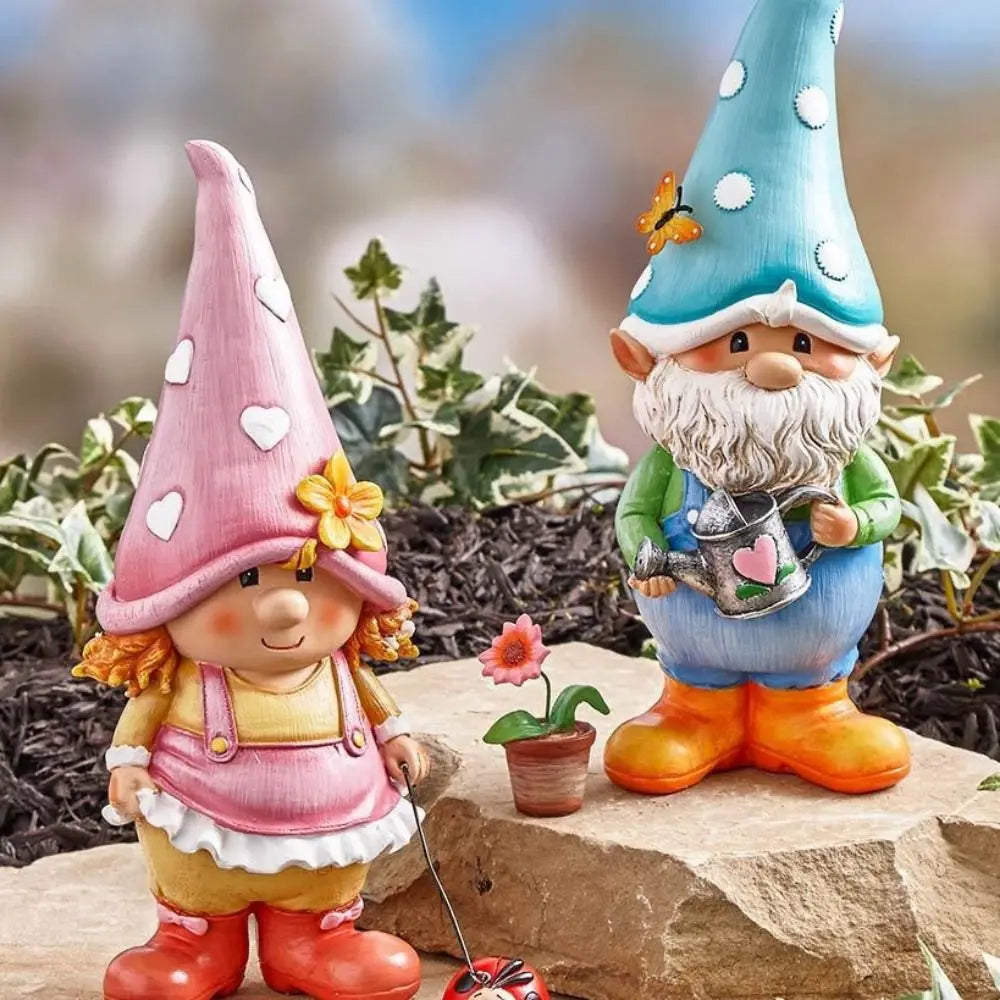 ornements jardin gnome miniature résine colorée figurines décoratives fleurs animaux mignon fantastique conte fées