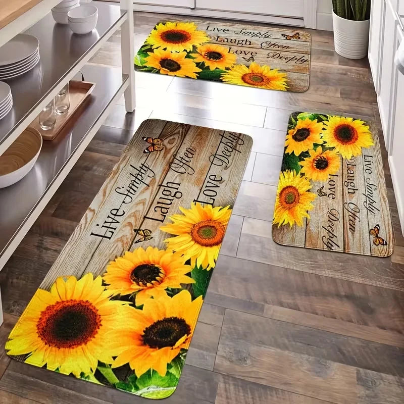 tapis sol extérieur multicolore tournesols rustique adhésif antidérapant fleur vivre simplement rire souvent aimer