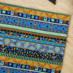 tissu ethnique boho chic rayures géométriques orange vert bleu marron noir résistant abrasion 70x45cm