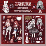 autocollants manga personnages textes confettis bleu violet noir blanc opaques scrapbooking álbum journal intime