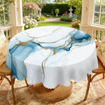 nappe table marbre doré bleu clair moderne élégante imperméable huile extérieure mariage festivité