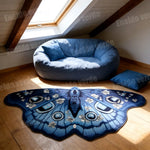 tapis bleu blanc papillons fleurs moderne antidérapant salon chambre cuisine extérieur voyage