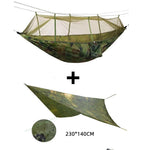 hamac vert olive pratique moustiquaire cordelettes carabiners sac rangementextérieur léger camping