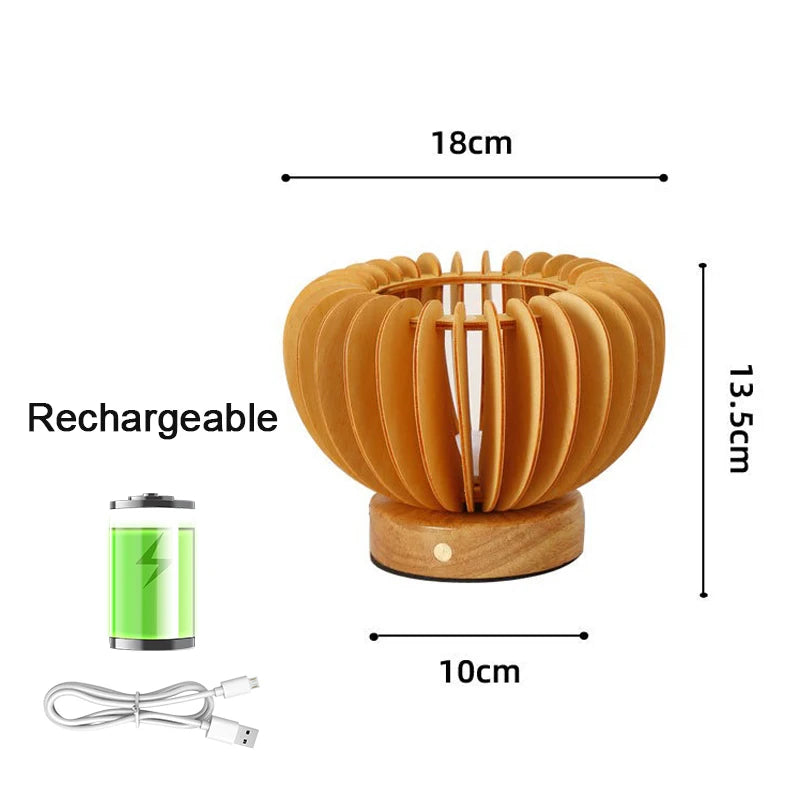 lampe table bois naturel rechargeable led chambre coucher minimaliste interrupteur tactile moderne