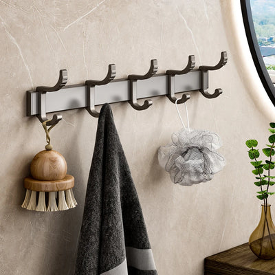 Porte-manteau mural métal 5 crochets gris clair
