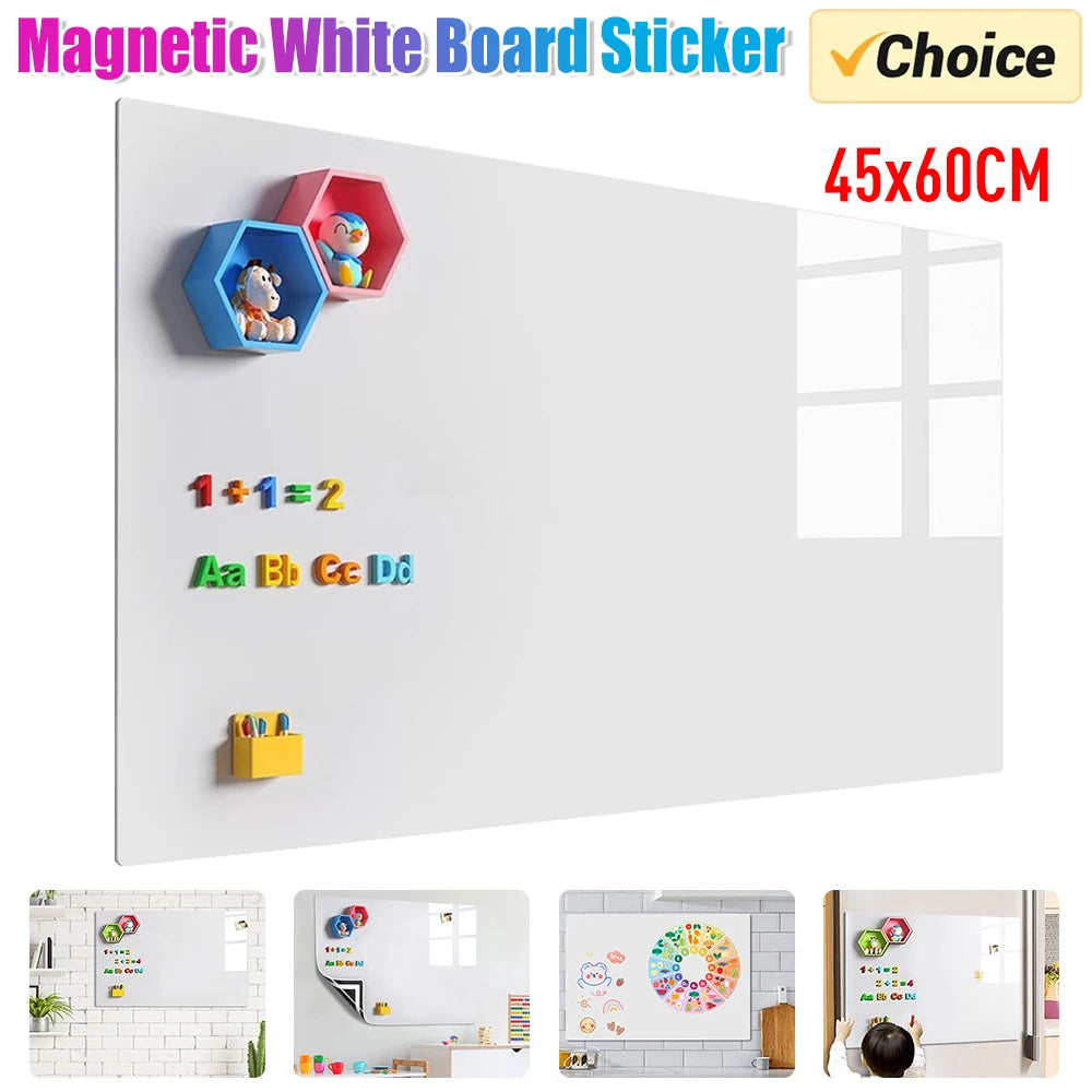 tableau blanc magnétique autocollant aimants stylos effaçable moderne adhésif rangement texture lisse blanc 45x60cm