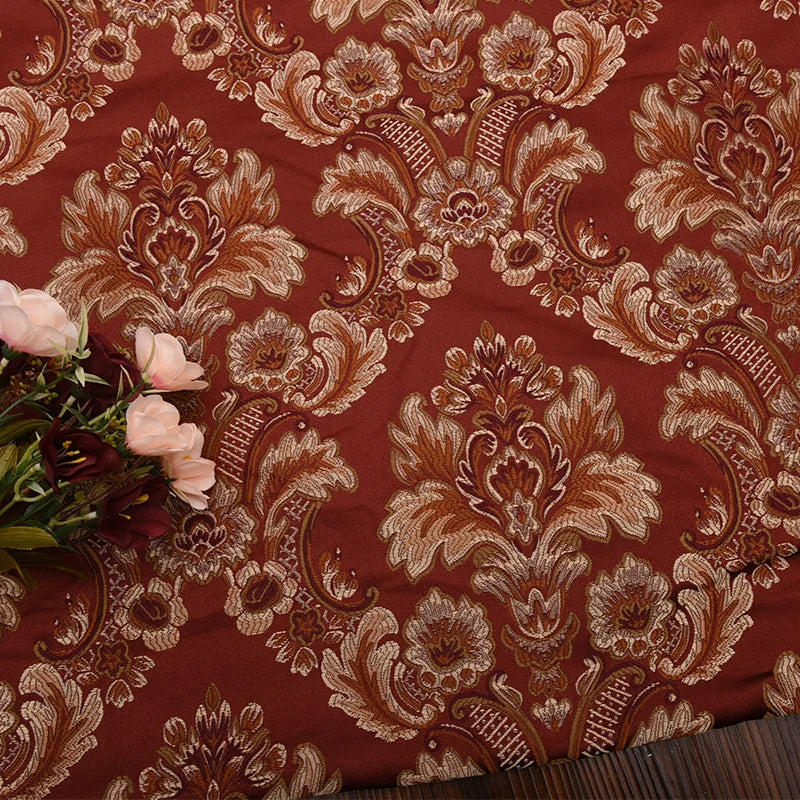 tissu polyester floral brocart beige marron bleu clair classique élégant hautement absorbant opaque mètre