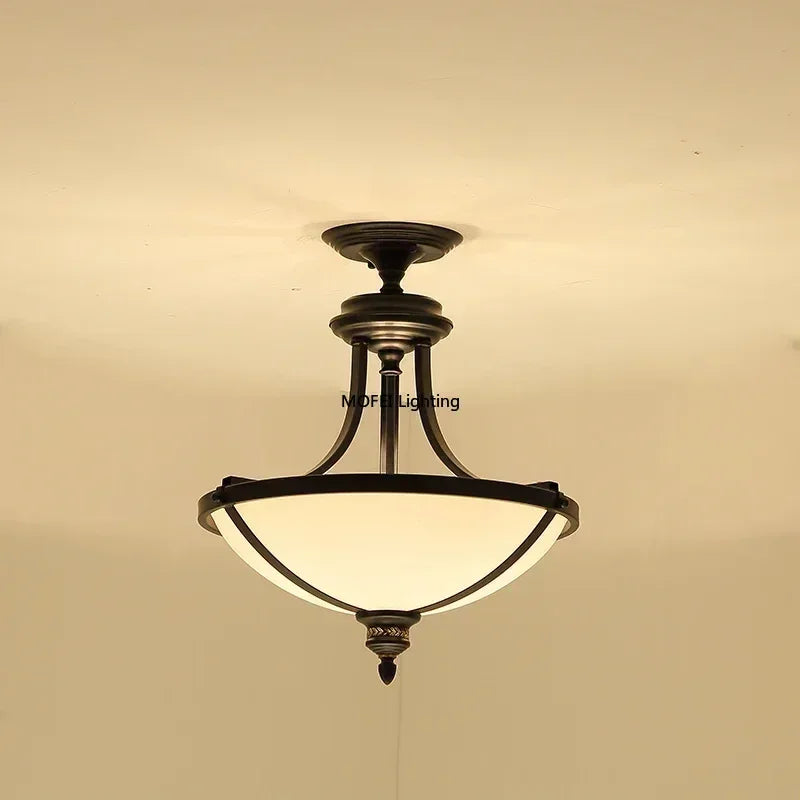 lampe vintage classique noir motif floral doré opale éclairage quotidien led e27