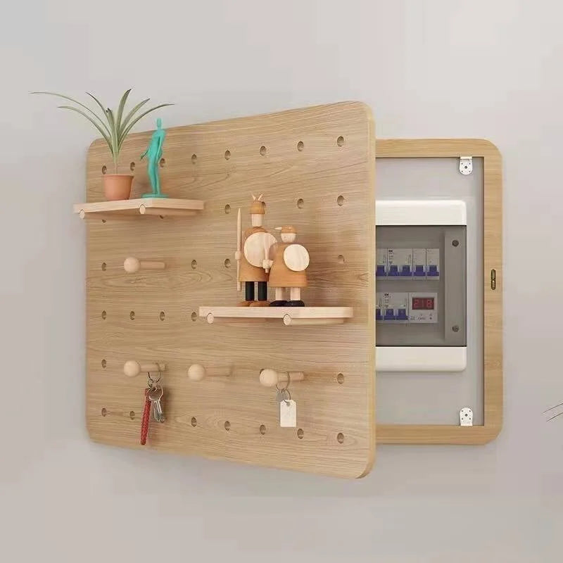 panneau mural multifonctionnel bois naturel clair étagères rangement moderne minimaliste vis fixations