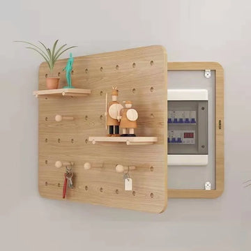 panneau mural multifonctionnel bois naturel clair étagères rangement moderne minimaliste vis fixations