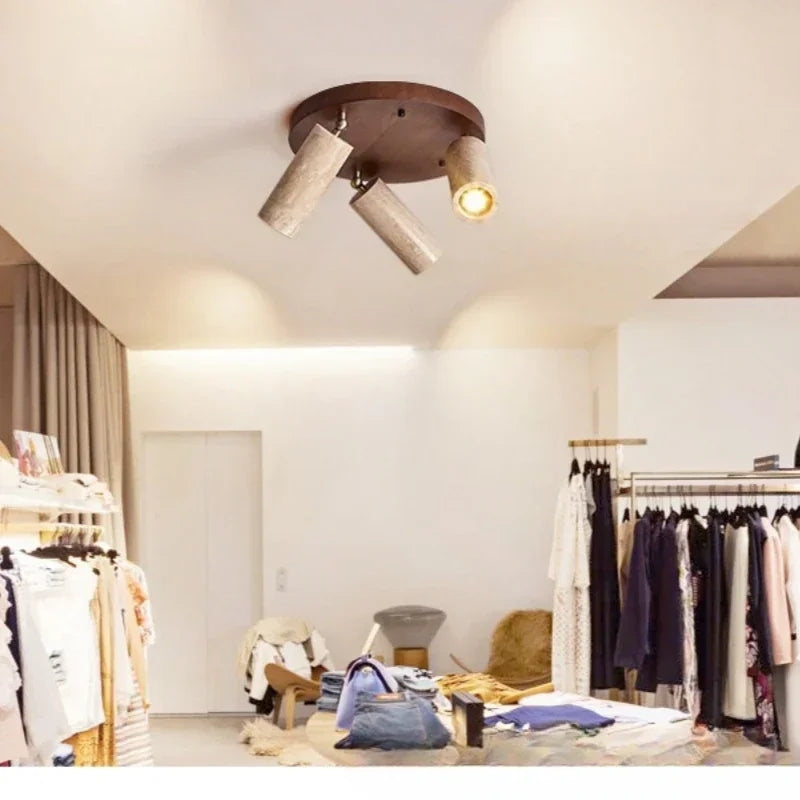 Spot lumineux led bois marron clair moderne minimaliste texture naturelle 3000k(toucher)