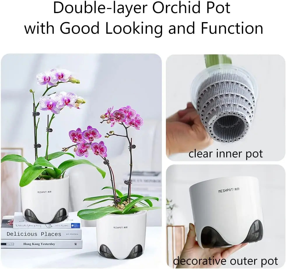 pots orchidées modernes blancs transparents 15cm 12cm 10cm aircone racines rebondissement