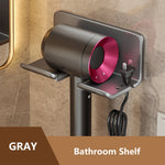 séchoir cheveux support mural blanc gris rose moderne adhésif câble prise électrique pinceaux brosse