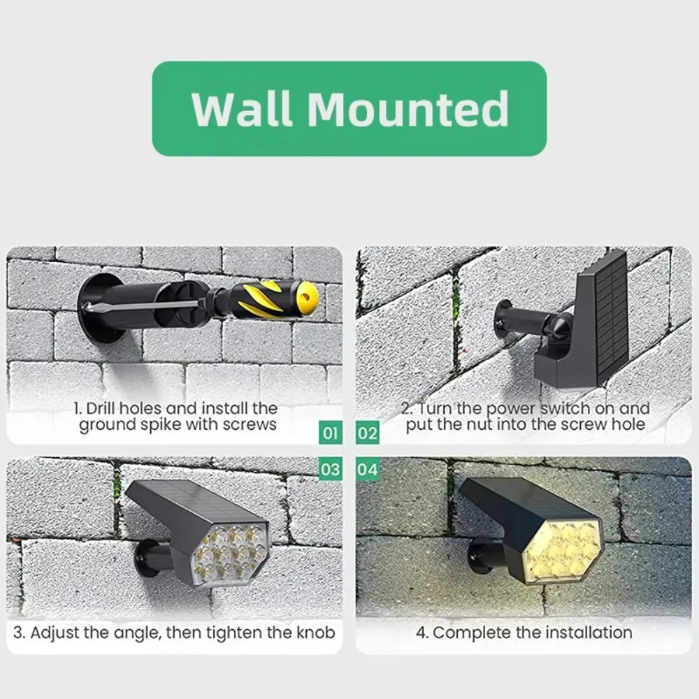 spots solaires led rechargeables ip67 moderne noirs hexagonaux autoinstallationextérieur 810h