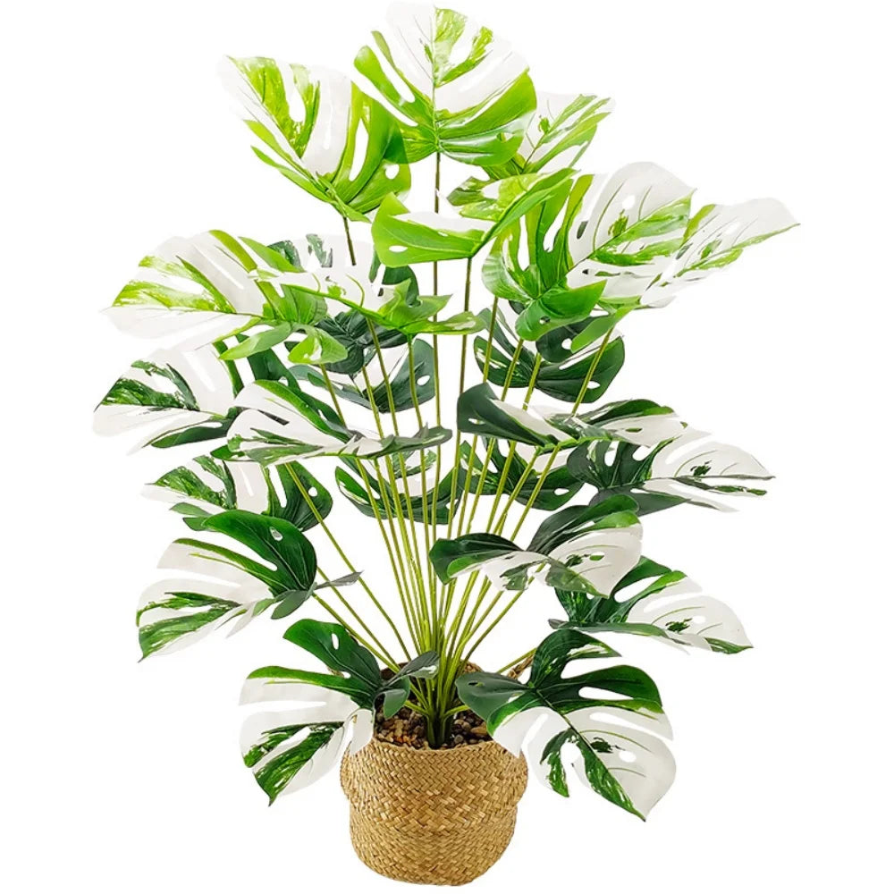 plantes artificielles bonsaï moderne grande taille feuilles vertes blancs ornement designintérieur chambre decoration festive