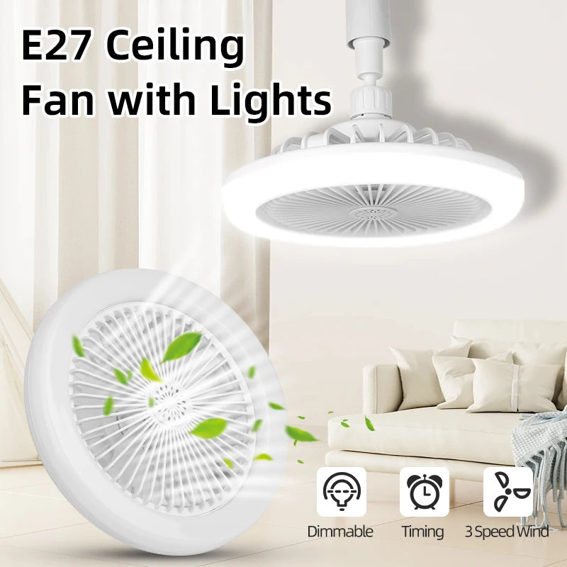 ventilateur lumière led moderne télécommande blanc grille ventilation adjustable