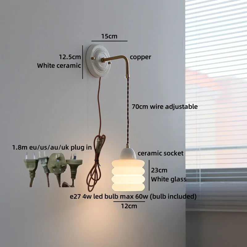 lampe murale fleurs bleues blanc doré LED classique vis fixation 4W max 60W
