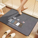 tapis sol antidérapant moderne chat mignon gris have nice day rapide séchage