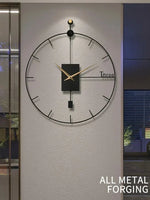 pendule oscillant horloge murale moderne aiguilles métal noir or salonDecorationMuraleQuartzSweepSecondMovement