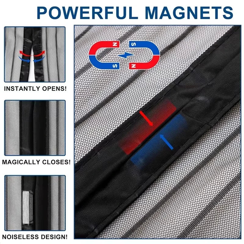 rideau porte magnétique anti moustiques noir maille fine moderne auto fermeture 91x210cm