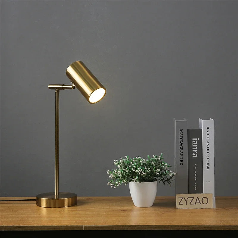 lampe table moderne dorée lisse interrupteur bouton led opaque chambre salon étude