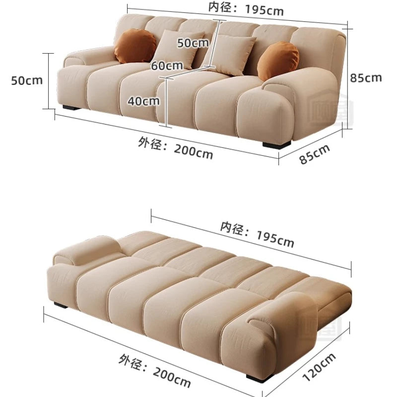 canapé moderne tissu composite couleur beige clair oreillers orange blanc livré kit assemblez vous