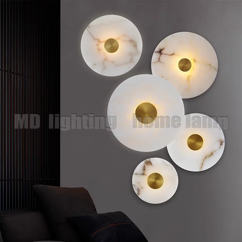 lampe murale moderne marbre blanc veines marron clair éclairage quotidien led 220v 110v murale