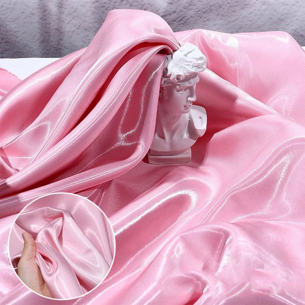 tissu satiné brillant polyester large 150cm moderne élégant robe cérémonie mariage couleur variée opacité