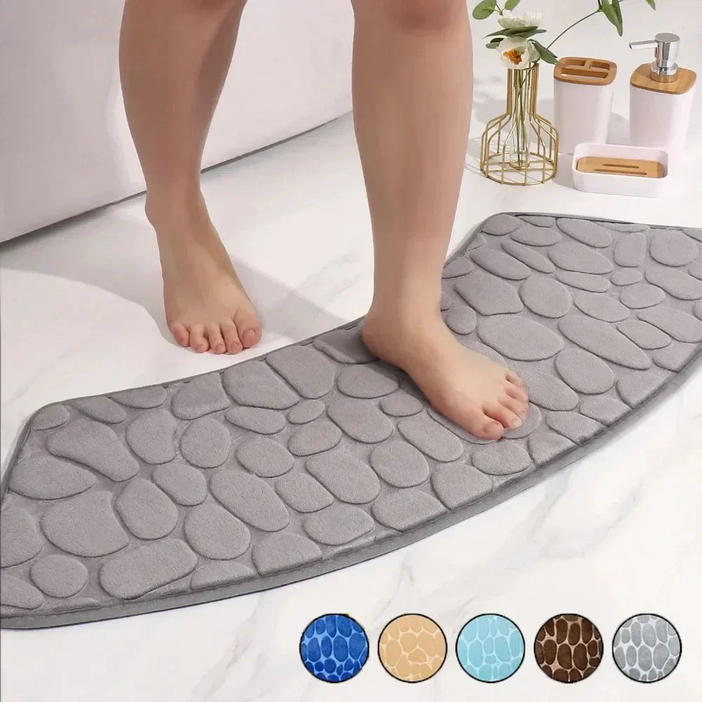 tapis bain moderne gris texture cailloux antidérapant salle bain 30cm 60cm 40cm 100cm