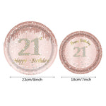 ensemble vaisselle jetable anniversaire rose gold assiettes serviettes gobelets pailles paillettes décoratif fête