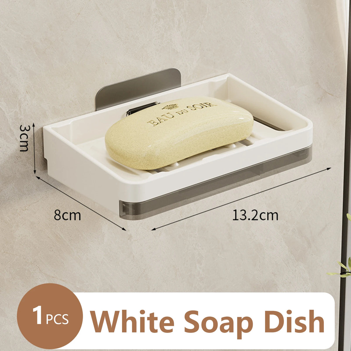 support savon mural aluminium gris métallisé moderne sans perçage égouttoir salle bain organisateur accessoire