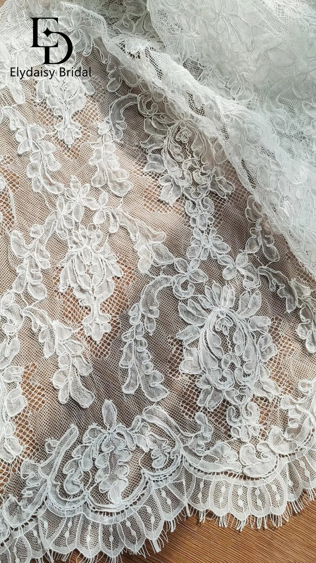 dentelle 3D florale blanc mariage tulle polyestère ajouré classique 3mètres