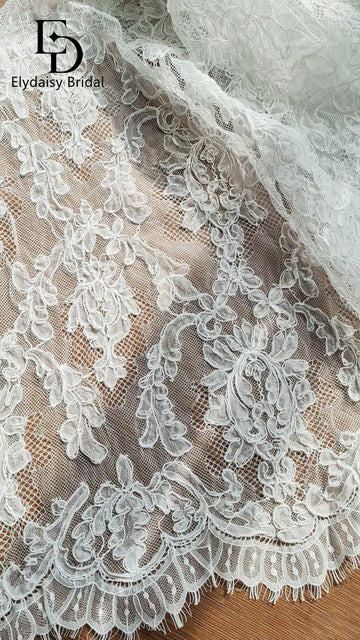 dentelle 3D florale blanc mariage tulle polyestère ajouré classique 3mètres
