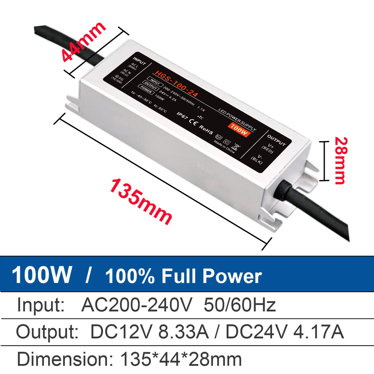 alimentation led 12v 24v 50w 100w 200w 300w 400w ip67 waterproof sans ventilateur moderne